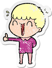 distressed sticker of a laughing cartoon man