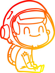 warm gradient line drawing happy cartoon astronaut