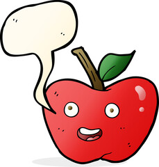 cartoon apple with speech bubble