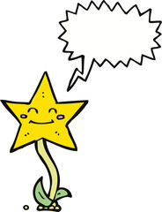 cartoon star flower with speech bubble