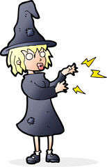 cartoon witch casting spell