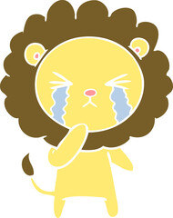 flat color style cartoon crying lion