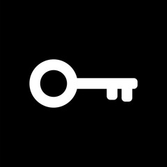Key brand logo design element. Key icon isolated on black background 