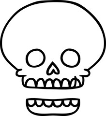 line drawing doodle of a skull head