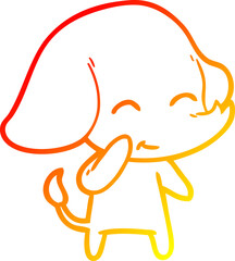 warm gradient line drawing cute cartoon elephant