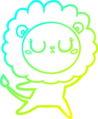 cold gradient line drawing cartoon lion dancing