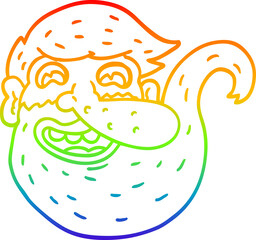 rainbow gradient line drawing bearded cartoon man © lineartestpilot