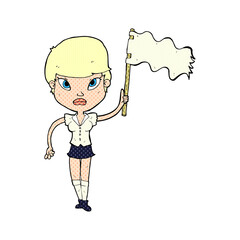 cartoon woman waving white flag