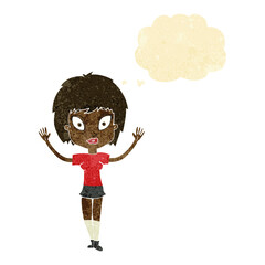 cartoon pretty girl with thought bubble