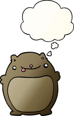 cartoon bear and thought bubble in smooth gradient style