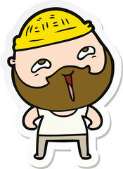 sticker of a cartoon happy bearded man