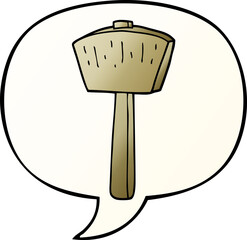 cartoon mallet and speech bubble in smooth gradient style