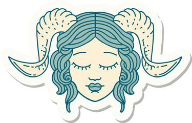 tiefling character face sticker