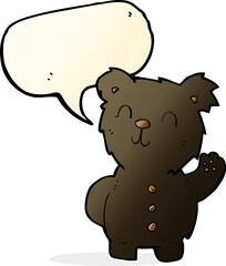 cartoon black bear with speech bubble