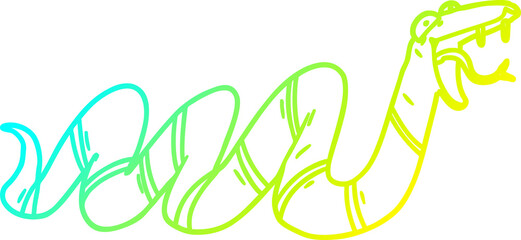 cold gradient line drawing cartoon crawling snake