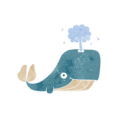 retro cartoon whale spouting water