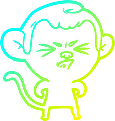 cold gradient line drawing cartoon annoyed monkey