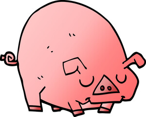 cartoon doodle fat pig