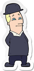 sticker of a cartoon man wearing bowler hat