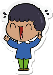 sticker of a laughing cartoon man