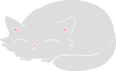 flat color style cartoon cat sleeping