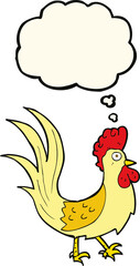 cartoon cockerel with thought bubble