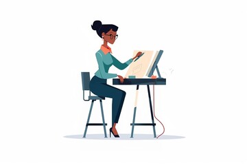 vector image of a woman working as a teacher, vector, flat design style, character, cartoon, office worker, employee, cute concept vector illustration in flat style. generative ai