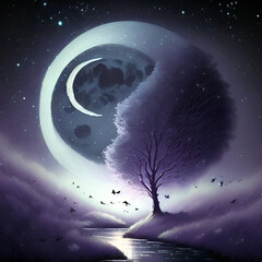 beautiful moon Night sky background