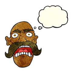 cartoon angry old man with thought bubble
