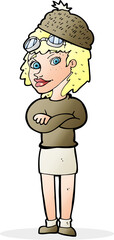 cartoon woman wearing winter hat