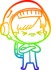 rainbow gradient line drawing angry cartoon space girl