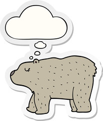 cartoon bear and thought bubble as a printed sticker