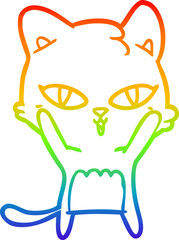 rainbow gradient line drawing cartoon cat