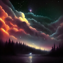 magical beautiful Night sky background