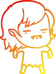 warm gradient line drawing cartoon undead vampire girl