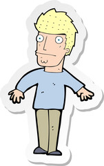 sticker of a cartoon worried man