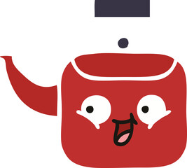 flat color retro cartoon kettle