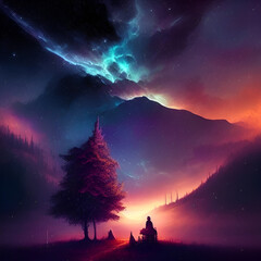 magical beautiful Night sky background