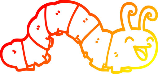 warm gradient line drawing cute cartoon caterpillar