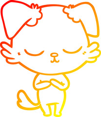 warm gradient line drawing cute cartoon dog