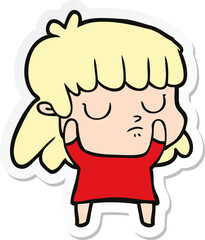 sticker of a cartoon indifferent woman