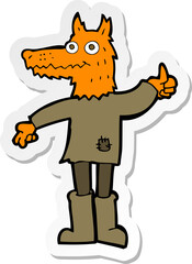 sticker of a cartoon fox man