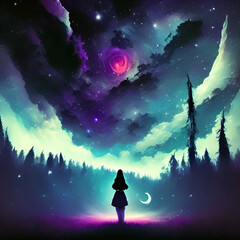 magical beautiful Night sky background