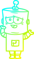 cold gradient line drawing cartoon robot