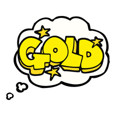 thought bubble cartoon word gold
