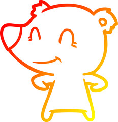 warm gradient line drawing friendly bear cartoon