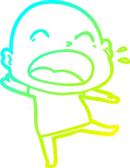 cold gradient line drawing cartoon shouting bald man