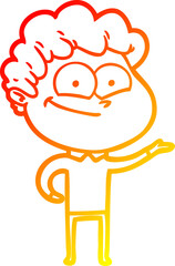 warm gradient line drawing cartoon happy man