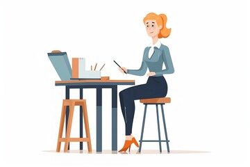 vector image of a woman working as a teacher, vector, flat design style, character, cartoon, office worker, employee, cute concept vector illustration in flat style. generative ai