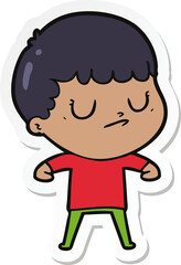 sticker of a cartoon grumpy boy